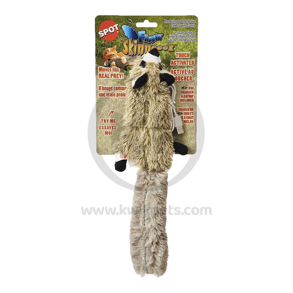 Skinneeez Flippin'  Electronic Cat Toy Racoon with Catnip 15-in