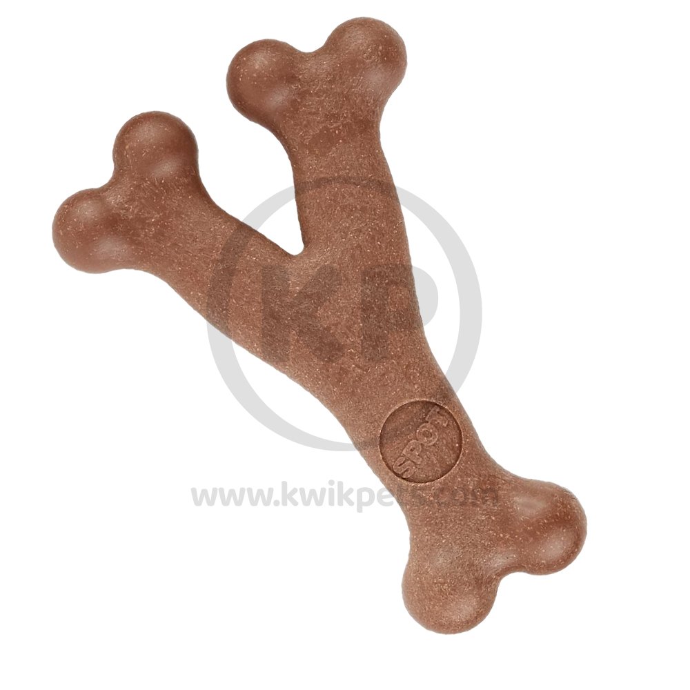 Spot Bam-Bones Wish Bone Dog Chew Toy Bacon Large 7-in