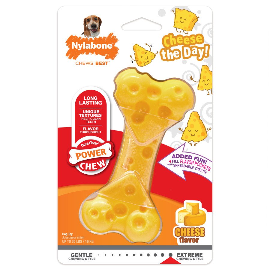 Nylabone Power Chew Cheese Dog Toy Medium - Up to 35 lbs