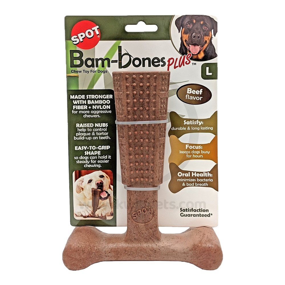 Spot Bam-Bones Plus Dog Chew Toy Beef Large 7-in