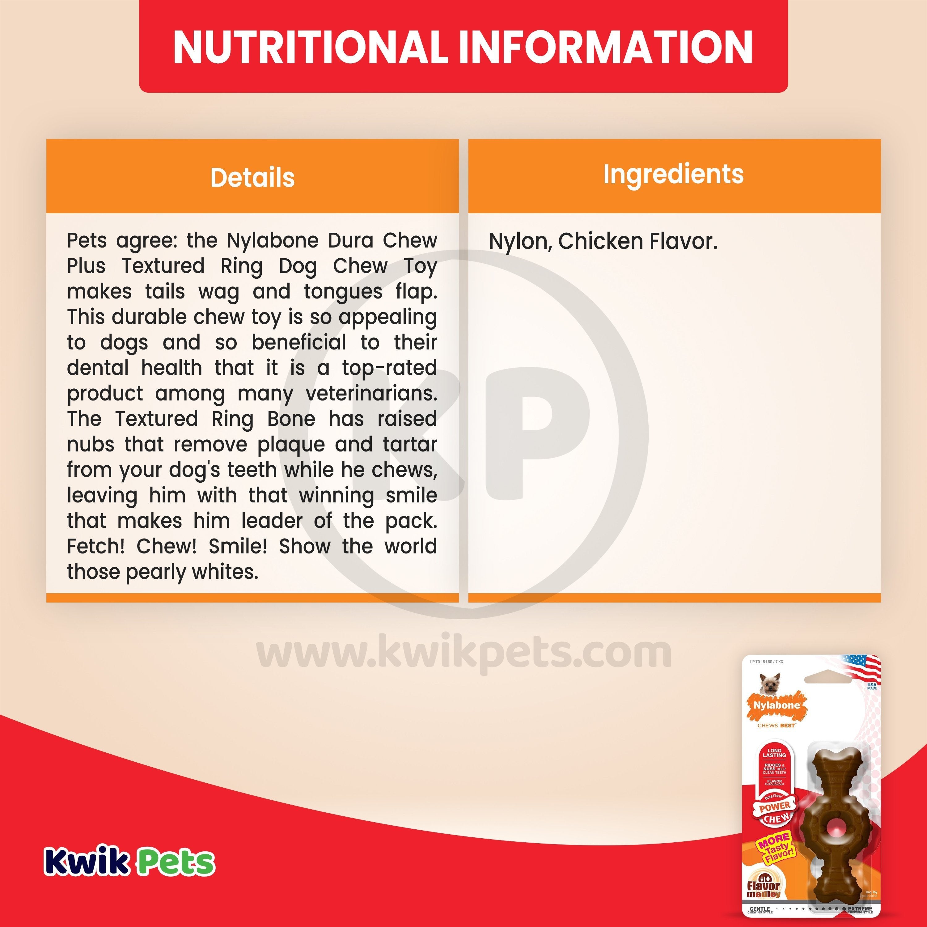 Nylabone Power Chew Ring Bone Dog Toy Medley Flavor XS/Petite - Up To 15 lbs