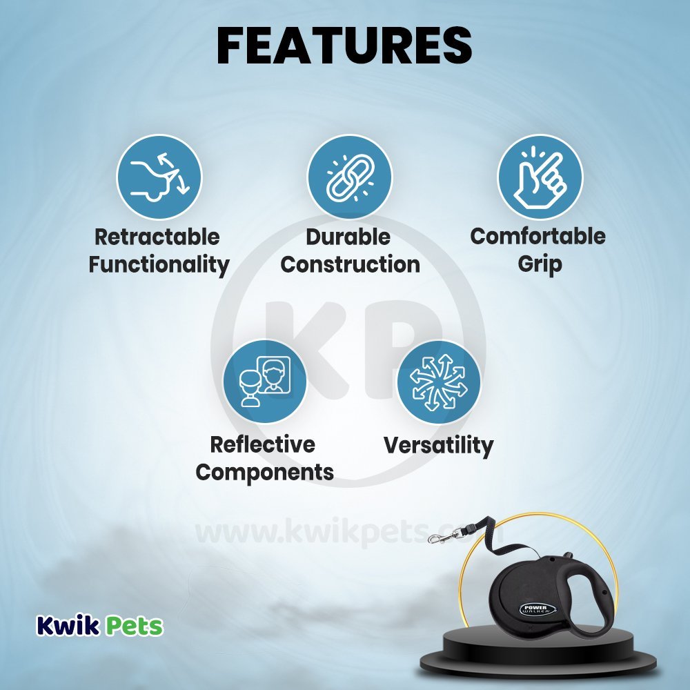 Coastal Retractable Dog Leash Black Medium 16 ft