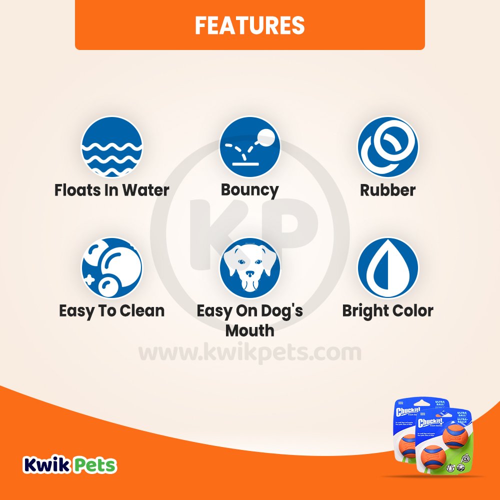 Chuckit! Ultra Ball Dog Toy Blue/Orange Small 2 Pack of 2 Count