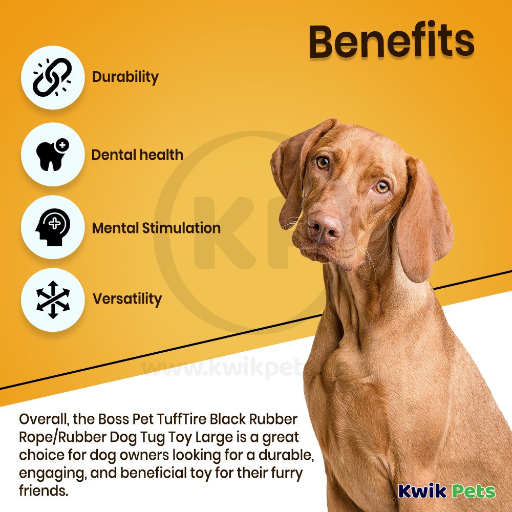 Boss Pet TuffTire Black Rubber Rope/Rubber Dog Tug Toy Large