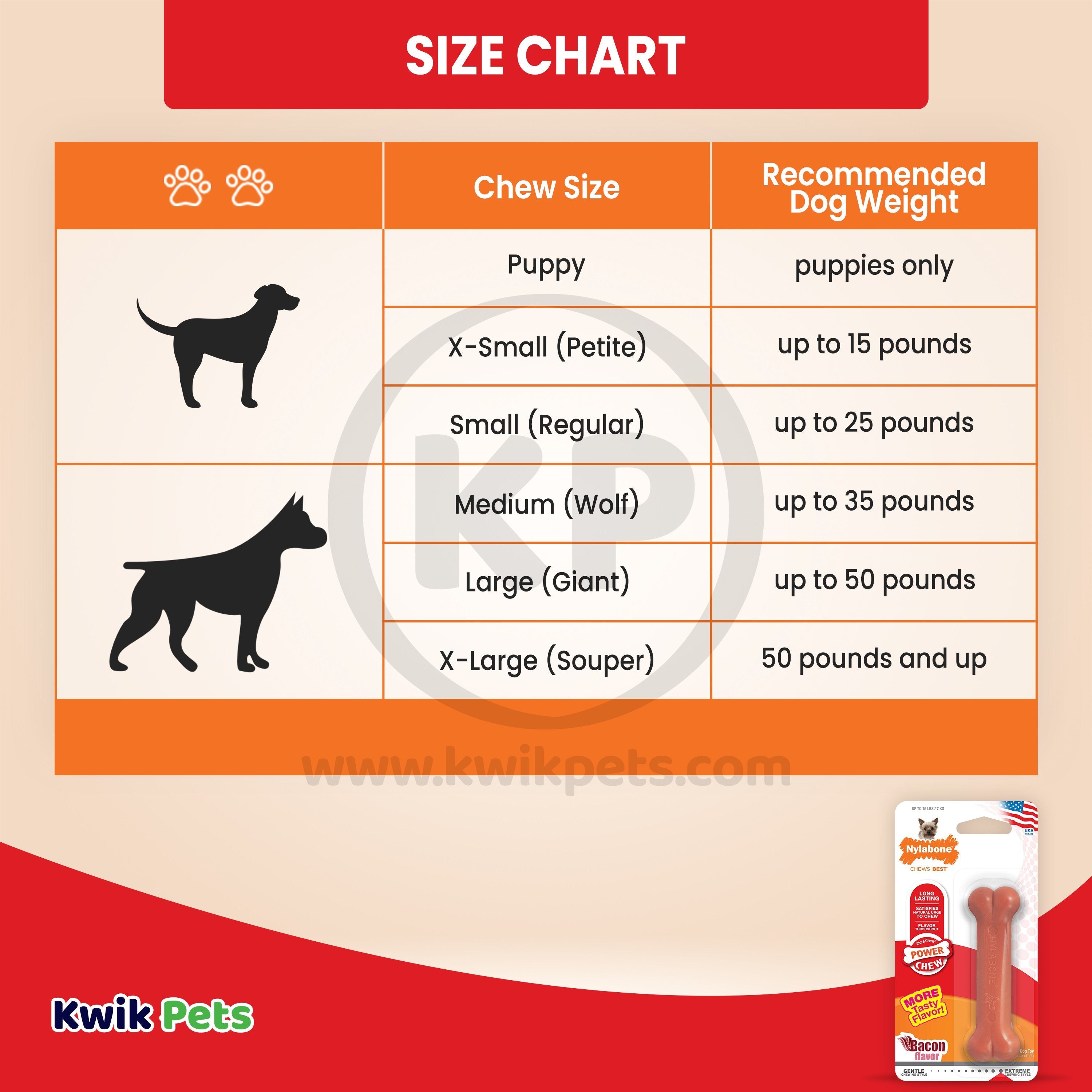 Nylabone Power Chew Dog Toy Bacon XS/Petite - Up To 15 lbs