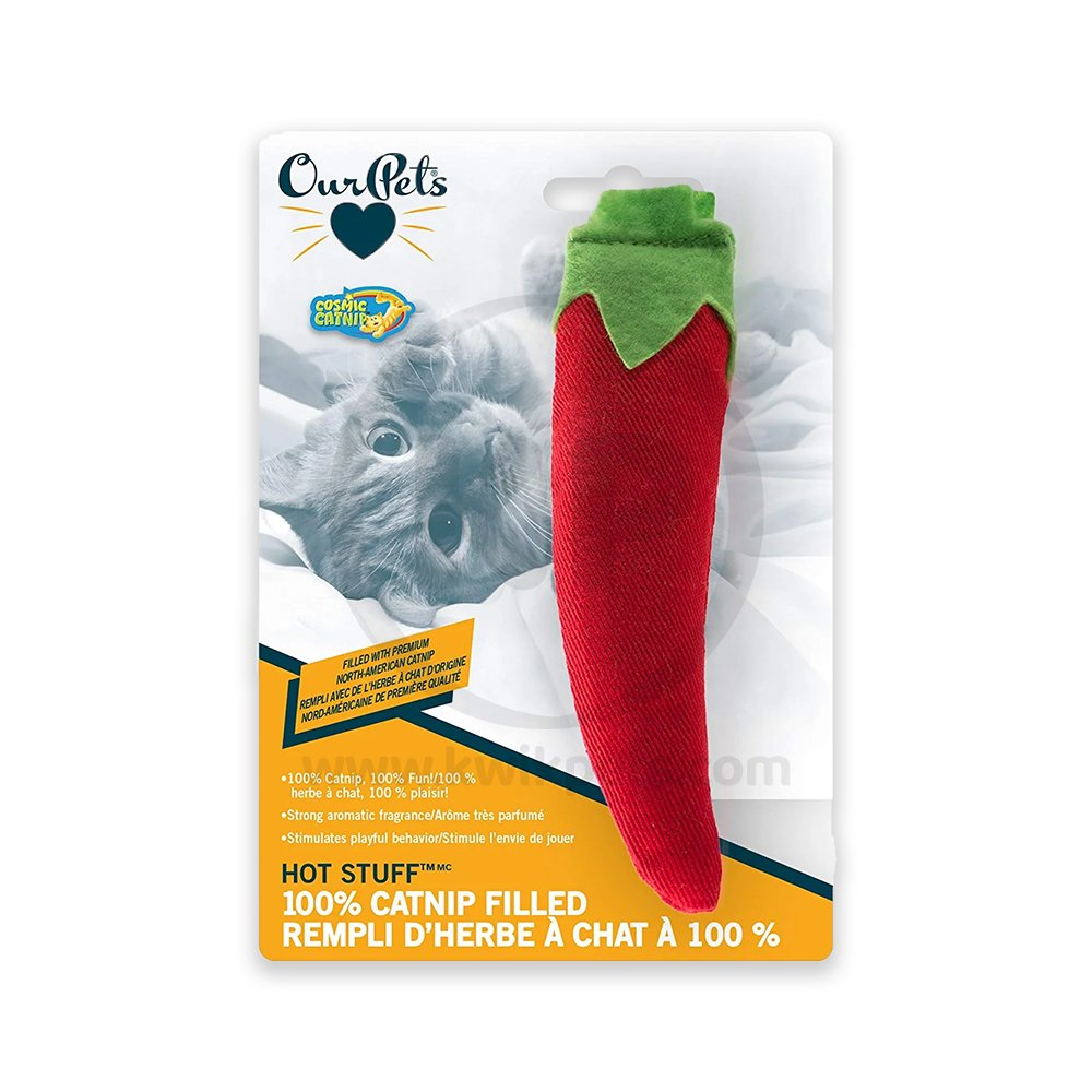 OurPets Cosmic 100% Catnip Filled Chili Pepper 'Hot Stuff' Cat Toy Red & Green