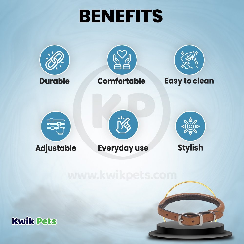 Coastal Circle T Oak Tanned Leather Round Dog Collar Tan 3/8 in X 12 in