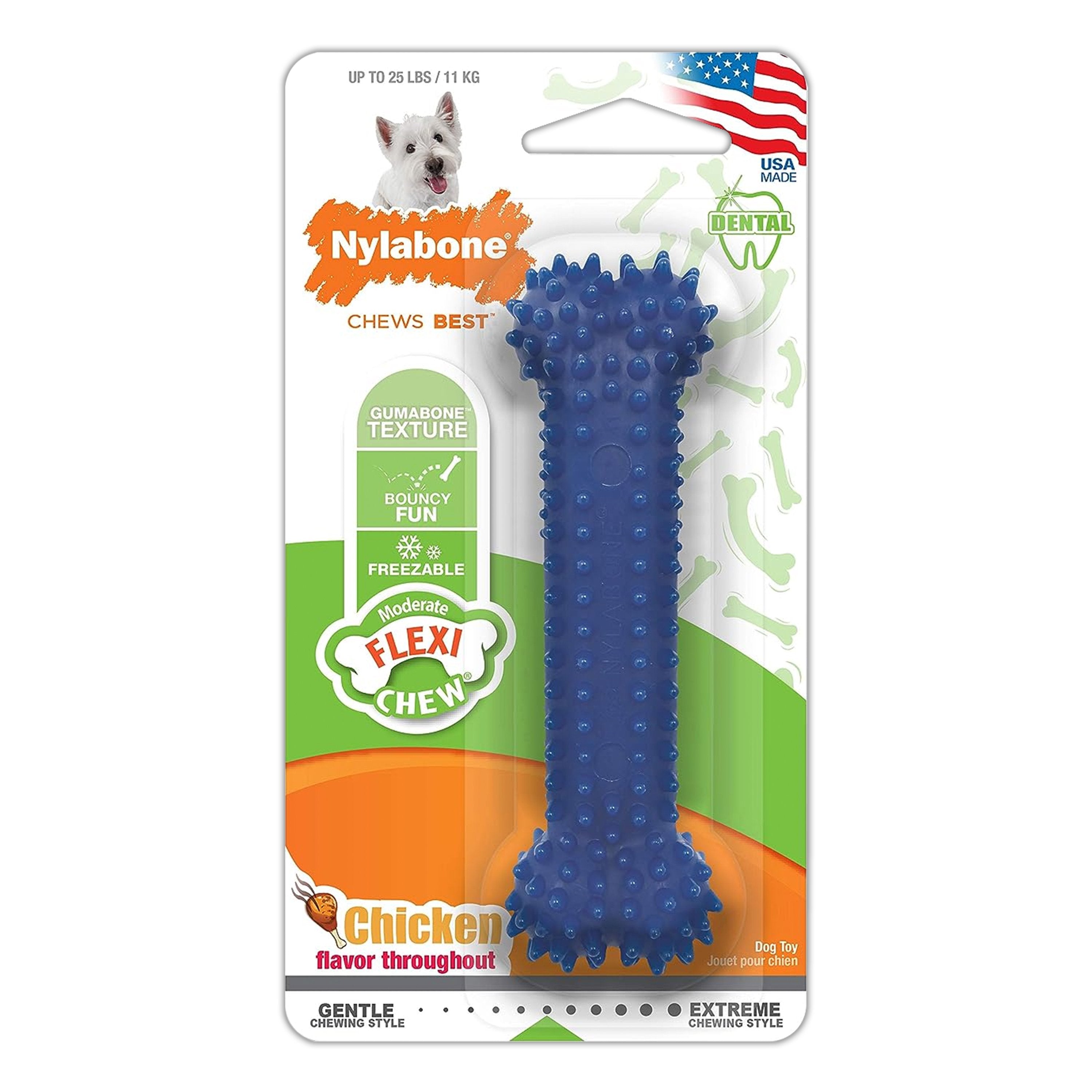 Nylabone Moderate Chew Textured Dog Dental Toy Chicken Small/Regular - Up To 25 lbs