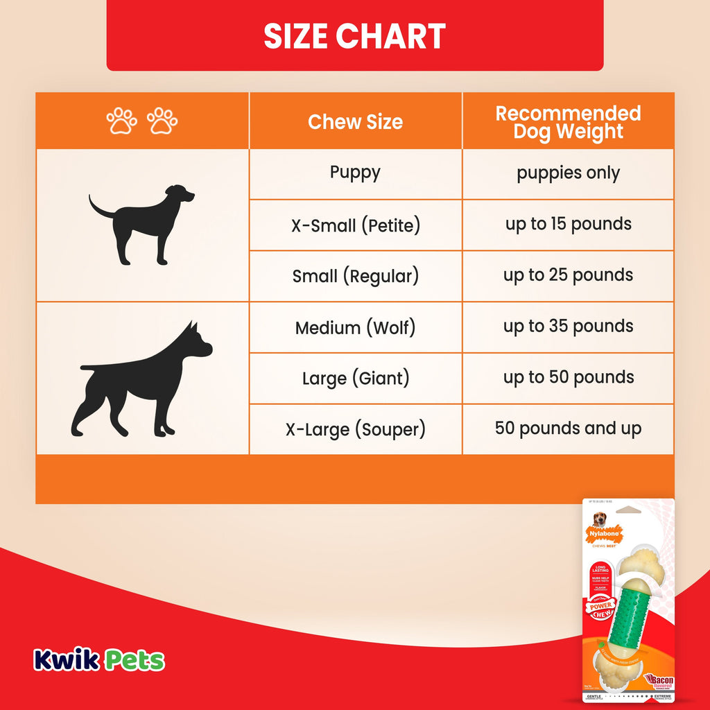 Nylabone Power Chew Double Action Durable Dog Toy Bacon XL/Souper - 50+ Lbs