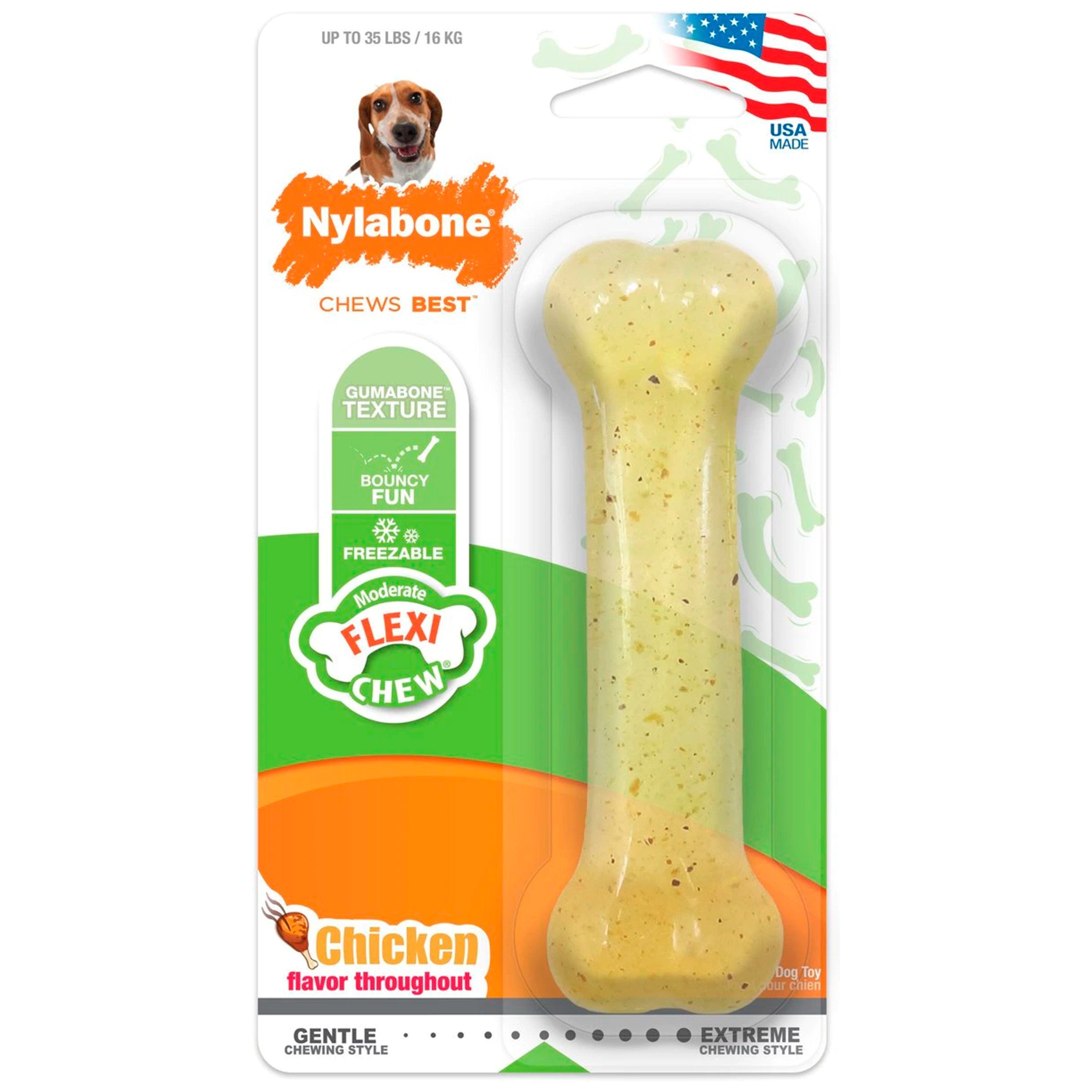 Nylabone Moderate Chew Dog Toy Chicken Medium/Wolf - Up To 35 lbs