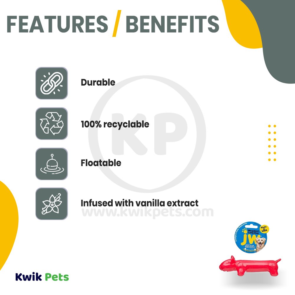 JW Pet MegaLast "Long Dog" Dog Toy Assorted Large