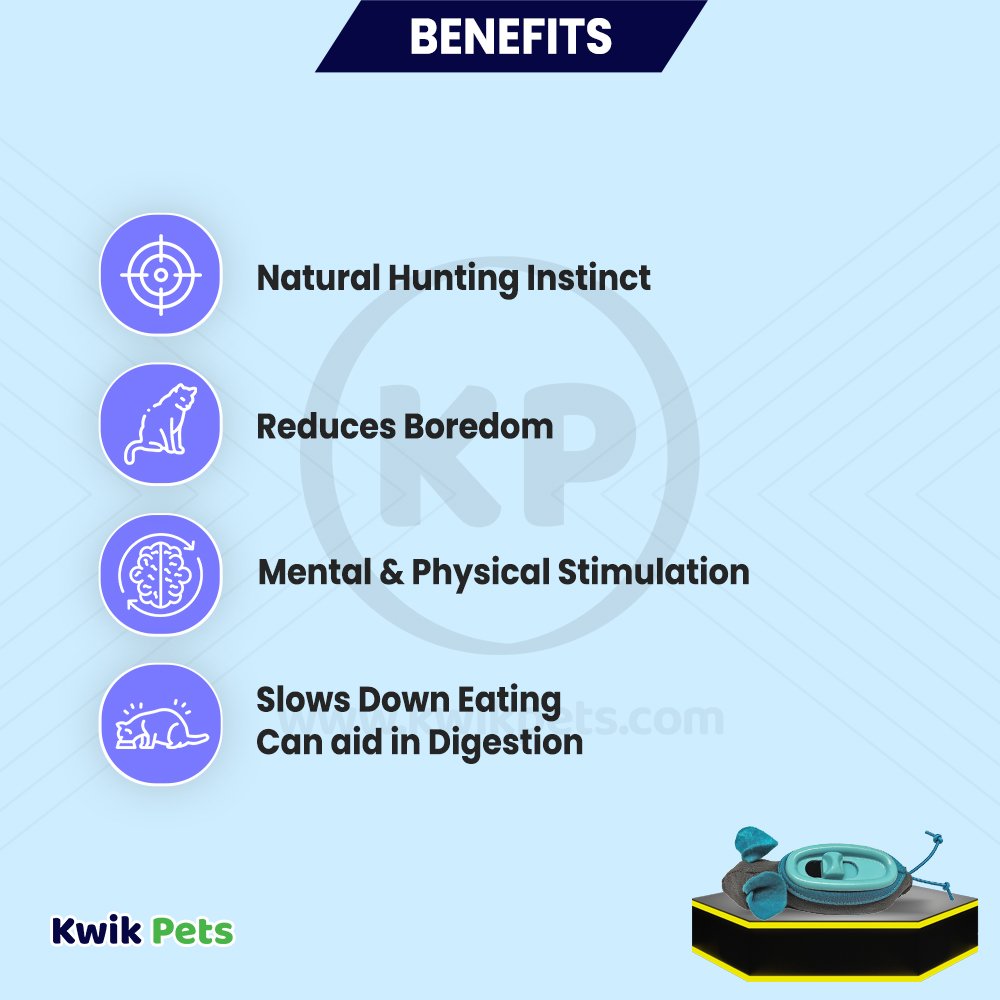 Doc & Phoebe's The Hunting Snacker Interactive Cat Feeder Toy Black & Blue 3.5-in