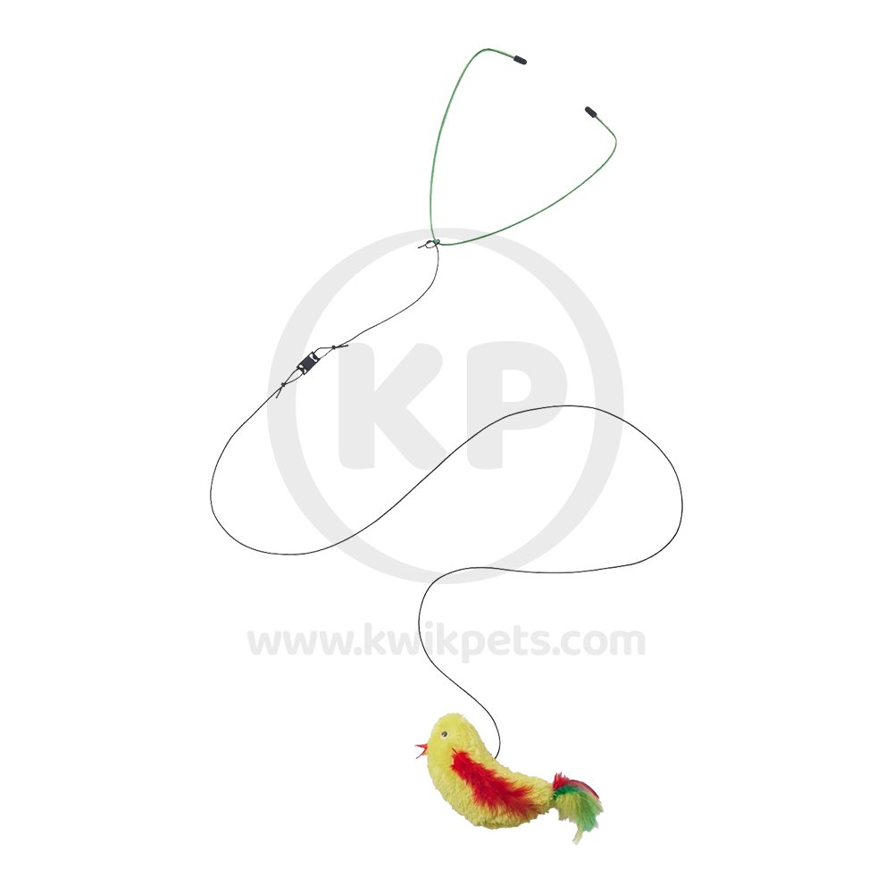 Spot A-Door-Able Bouncing Plush Bird with Feather Tail Cat Toy Multicolor 4.5-in