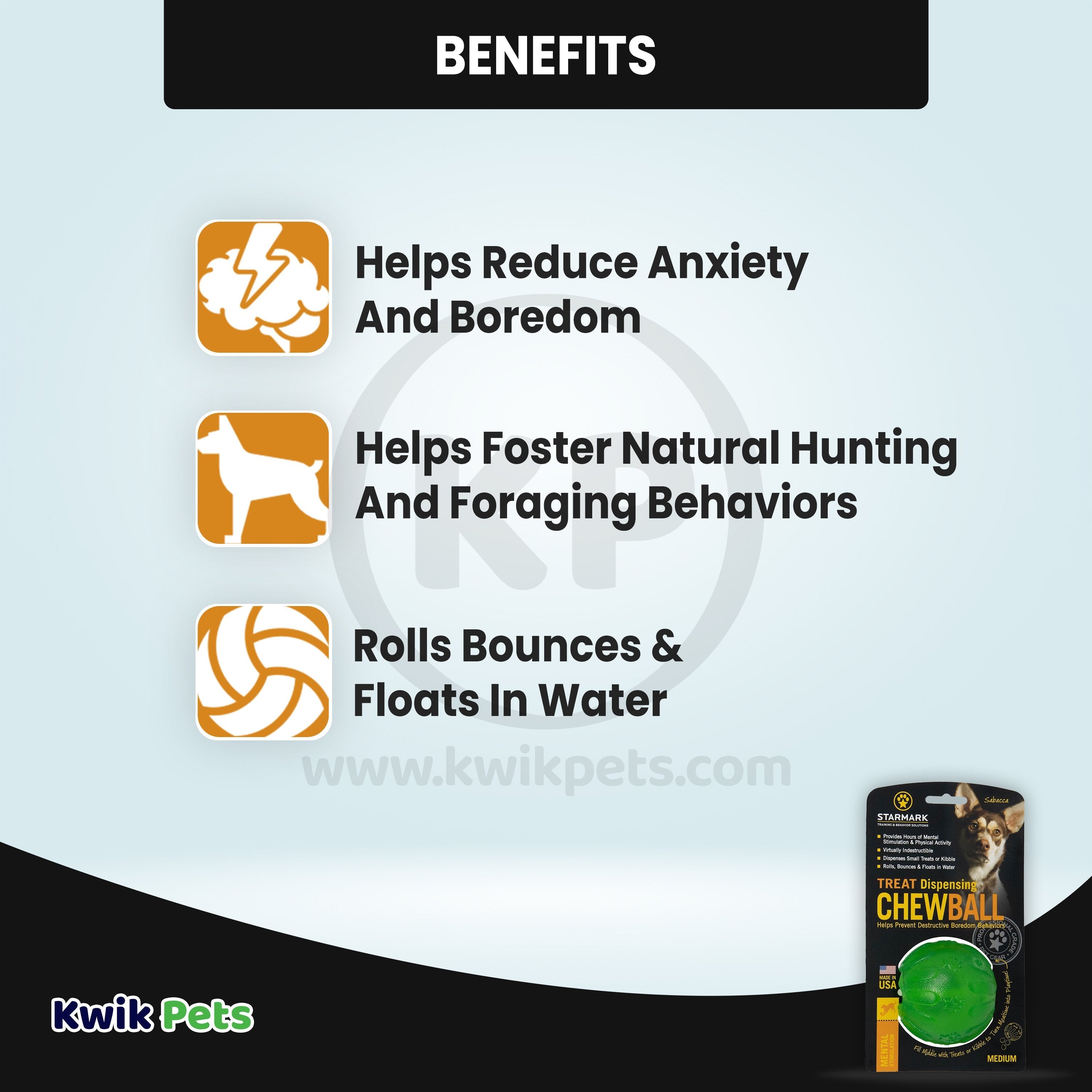 Starmark Fun Ball Dog Toy Green Medium 2.75-in