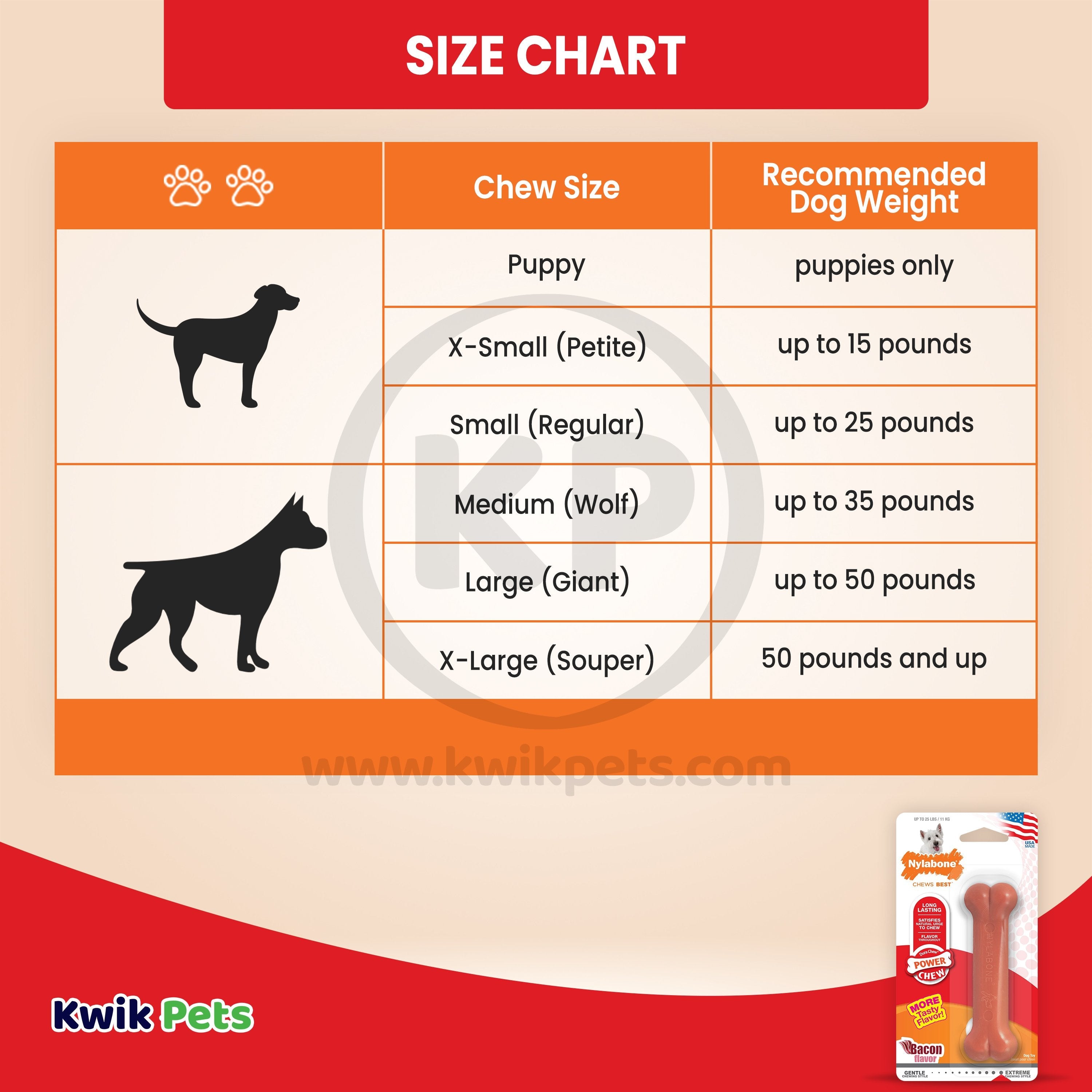 Nylabone Power Chew Dog Toy Bacon Small/Regular - Up To 25 Ibs