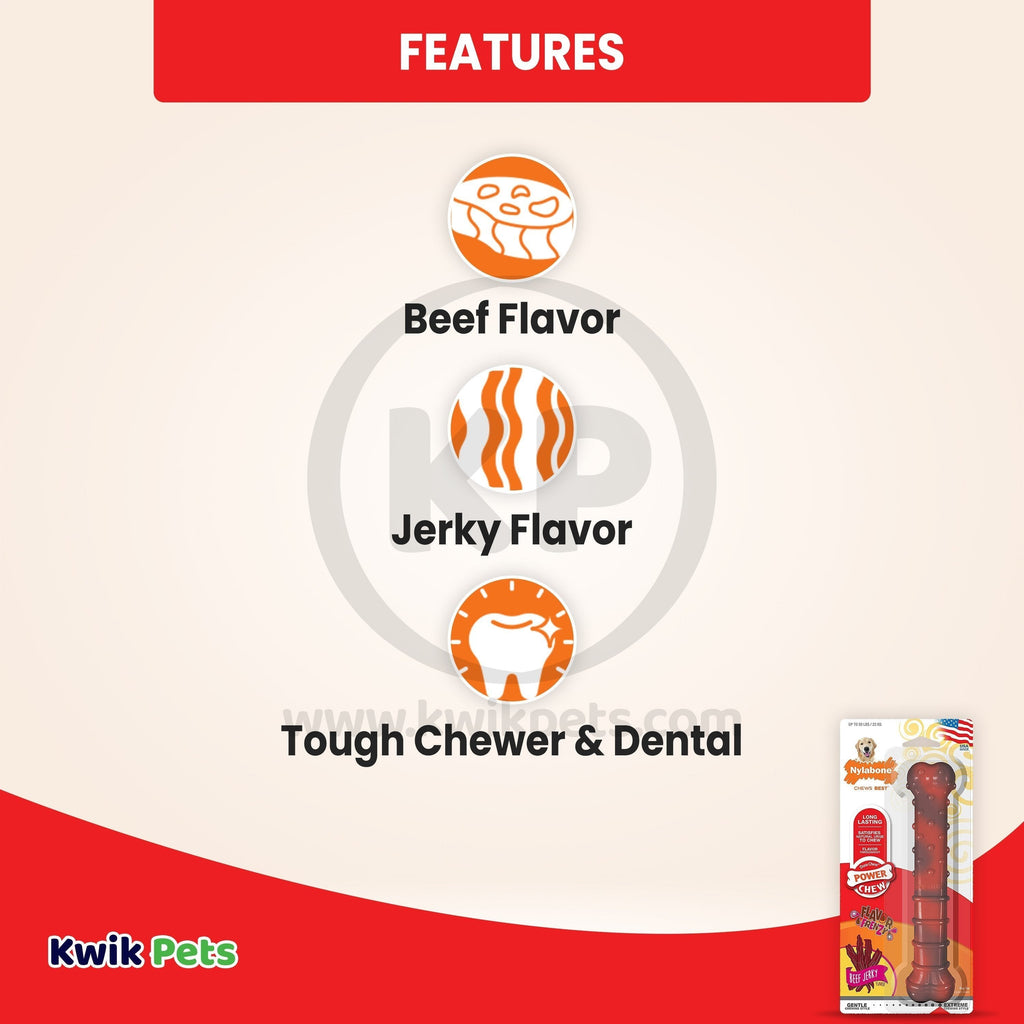 Nylabone Flavor Frenzy Power Chew Durable Dog Toy Beef Jerky Large/Giant - Up To 50 lbs