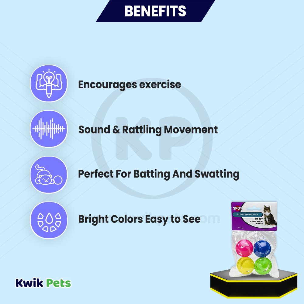 Spot Slotted Balls Cat Toy Multicolor 4 Count