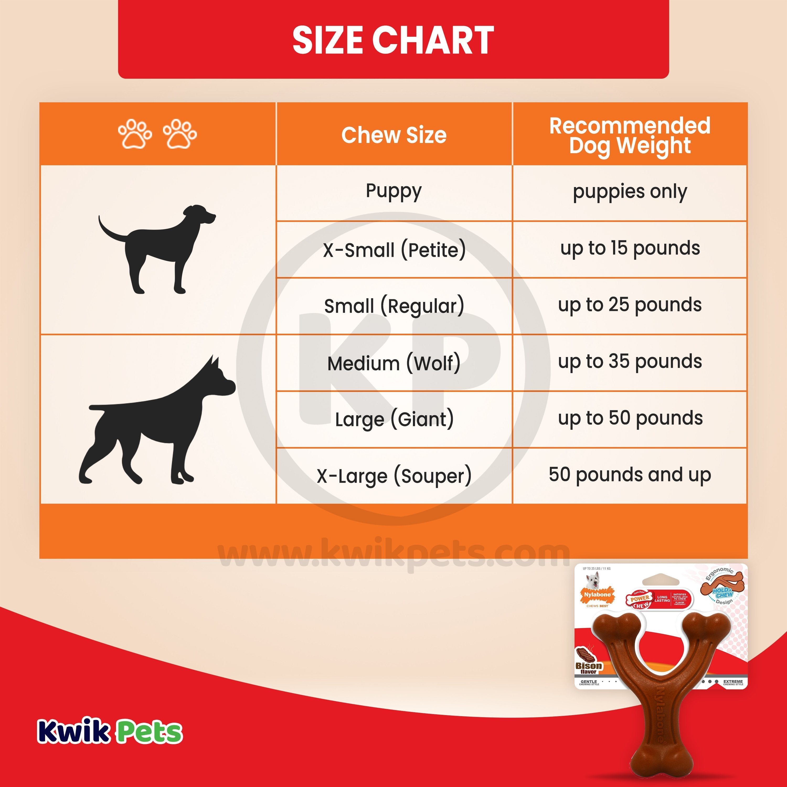 Nylabone Ergonomic Hold & Chew Wishbone Power Chew Durable Dog Toy Bison Small/Regular - Up To 25 Ibs