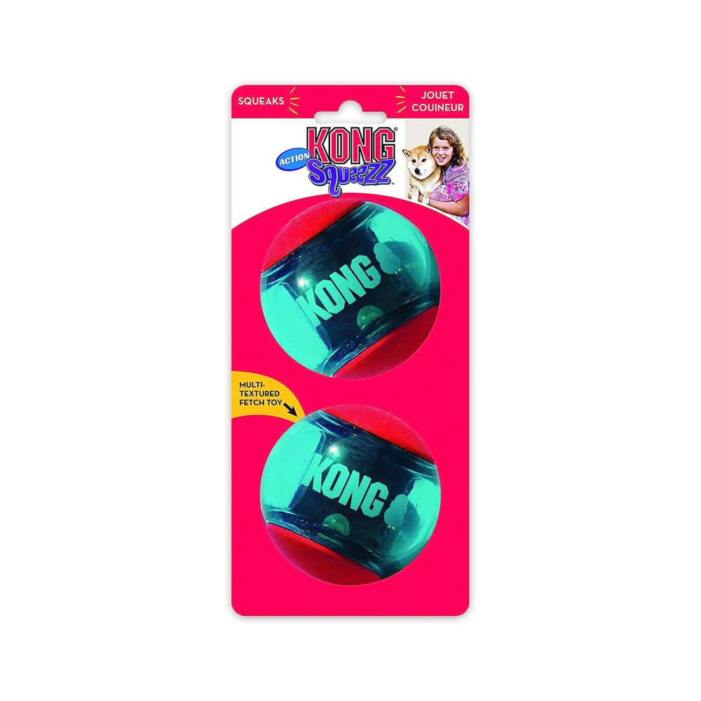 KONG Squeezz Action Ball Dog Toy Red Medium