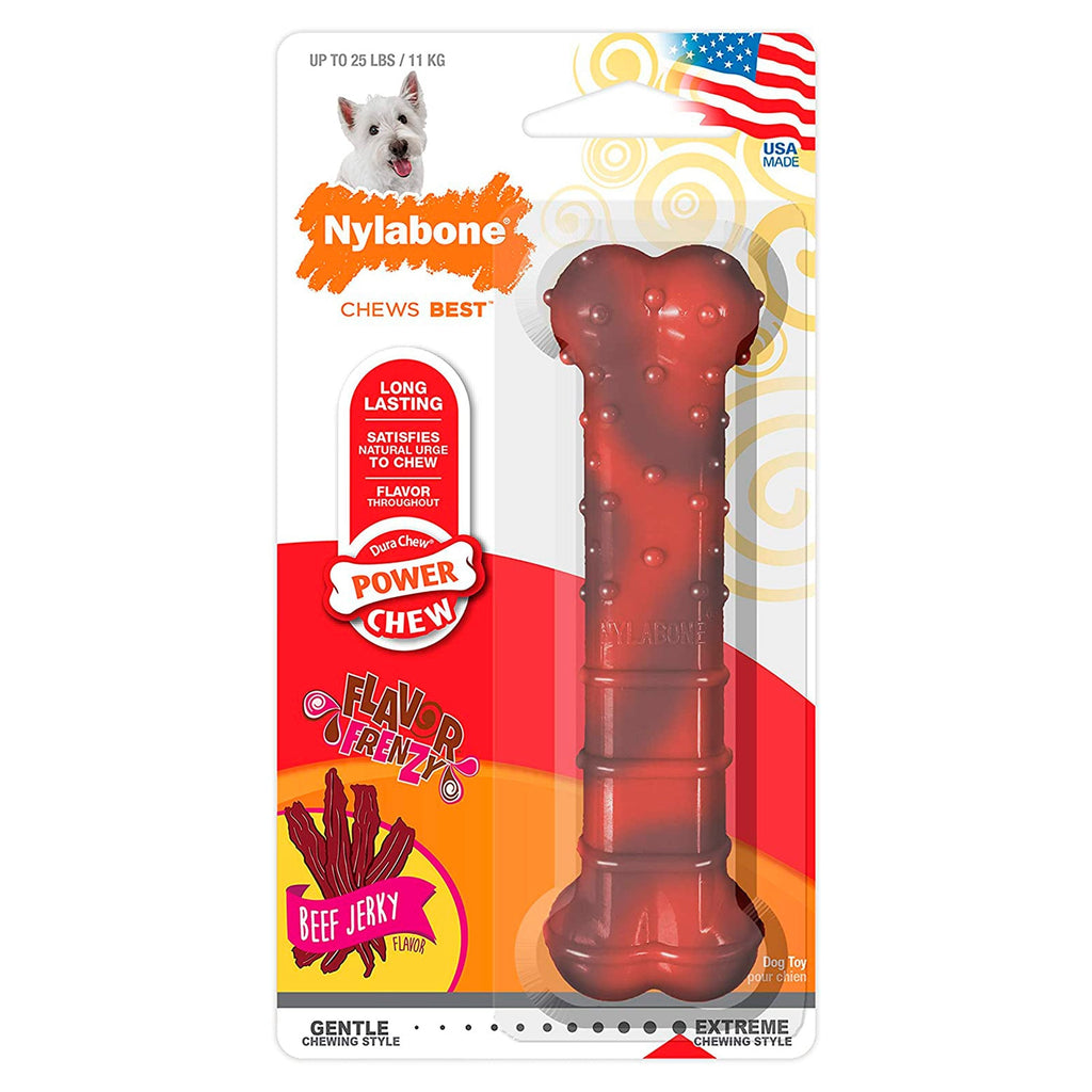 Nylabone Flavor Frenzy Power Chew Durable Dog Toy Beef Jerky Small/Regular - Up To 25 Ibs