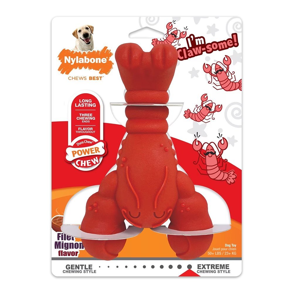 Nylabone Power Chew Lobster Dog Toy Filet Mignon XL/Souper - 50+ lb