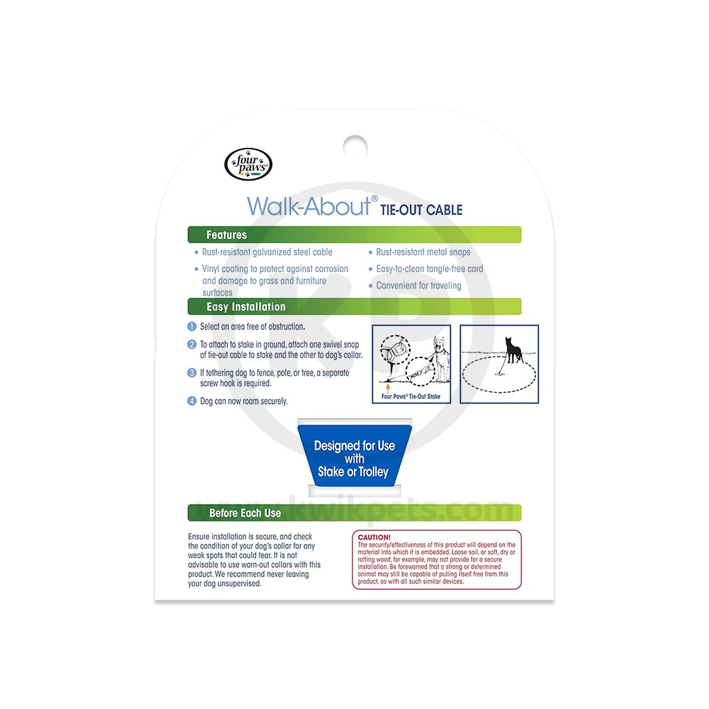 Four Paws Heavy Weight Dog Tie-Out Cable Silver 15-ft