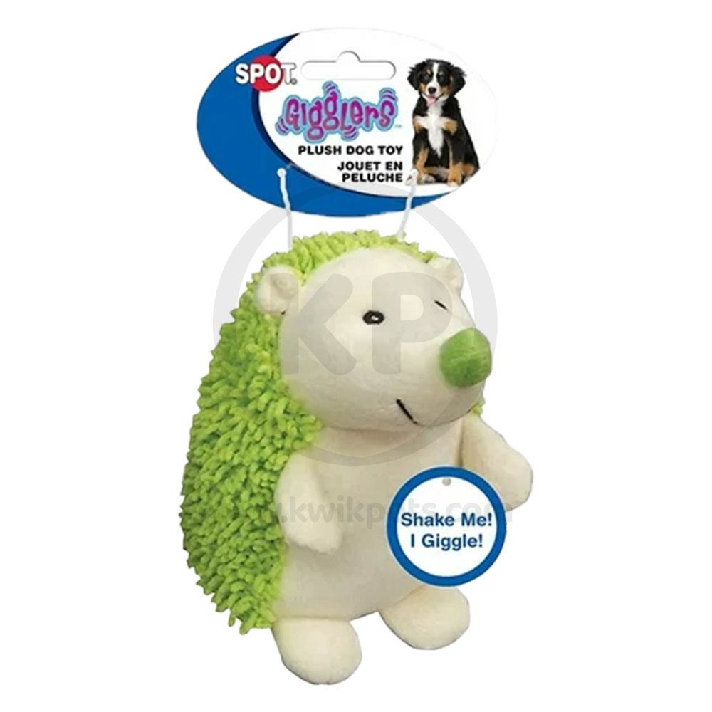 Spot Giggler Plush Dog Toy Hedgehog Assorted 6.5-in