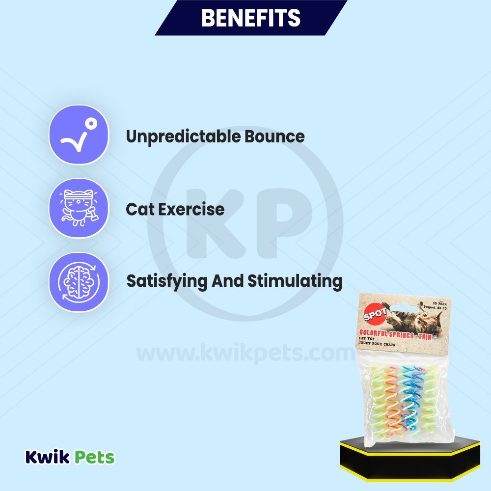 Spot Thin Colorful Springs Cat Toy Assorted 10 Count 3-in