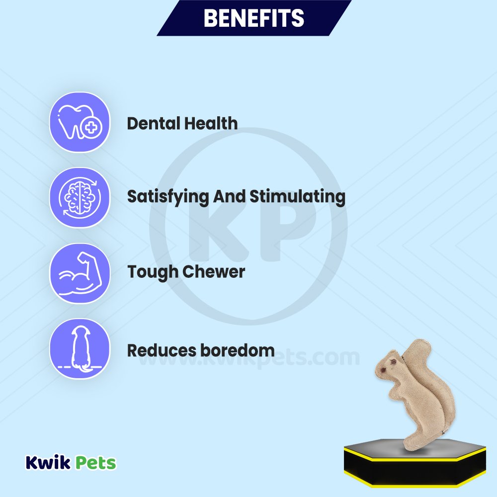 Spot Dura-Fused Leather & Jute Dog Toy Squirrel Tan Small