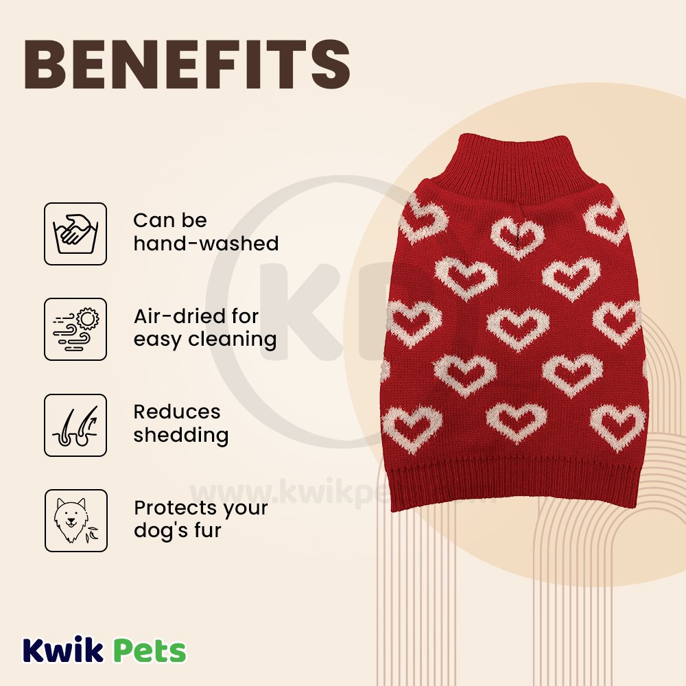 Fashion Pet Allover Hearts Dog Sweater Red Small