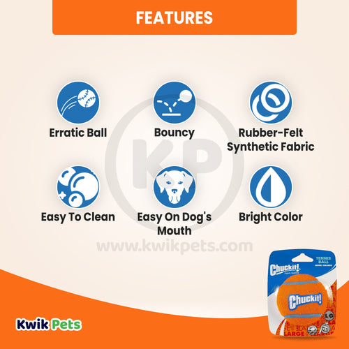 Chuckit! Tennis Ball Dog Toy Shrink Sleeve Blue/Orange Large