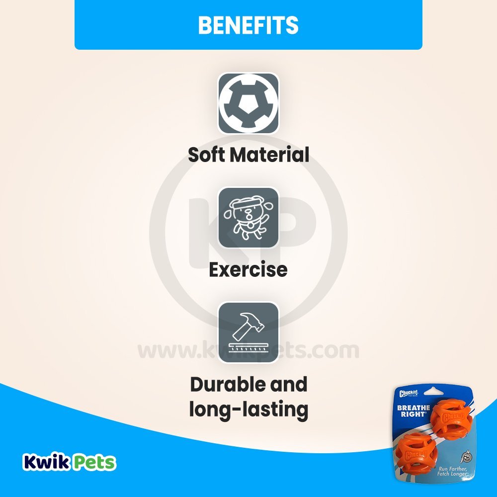 Chuckit! Breathe Right Fetch Ball Dog Toy Orange Medium 2 Count