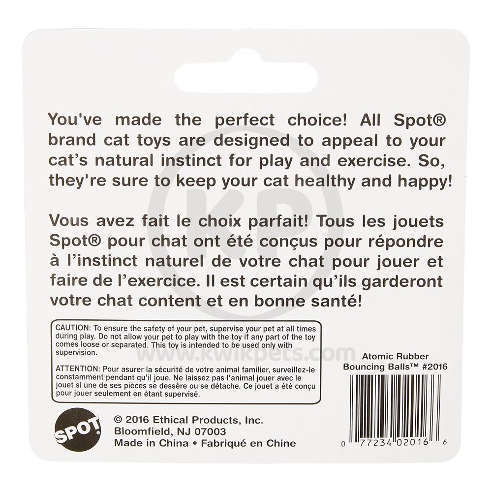 Spot Atomic Rubber Bouncing Ball Cat Toy Assorted 2 Count