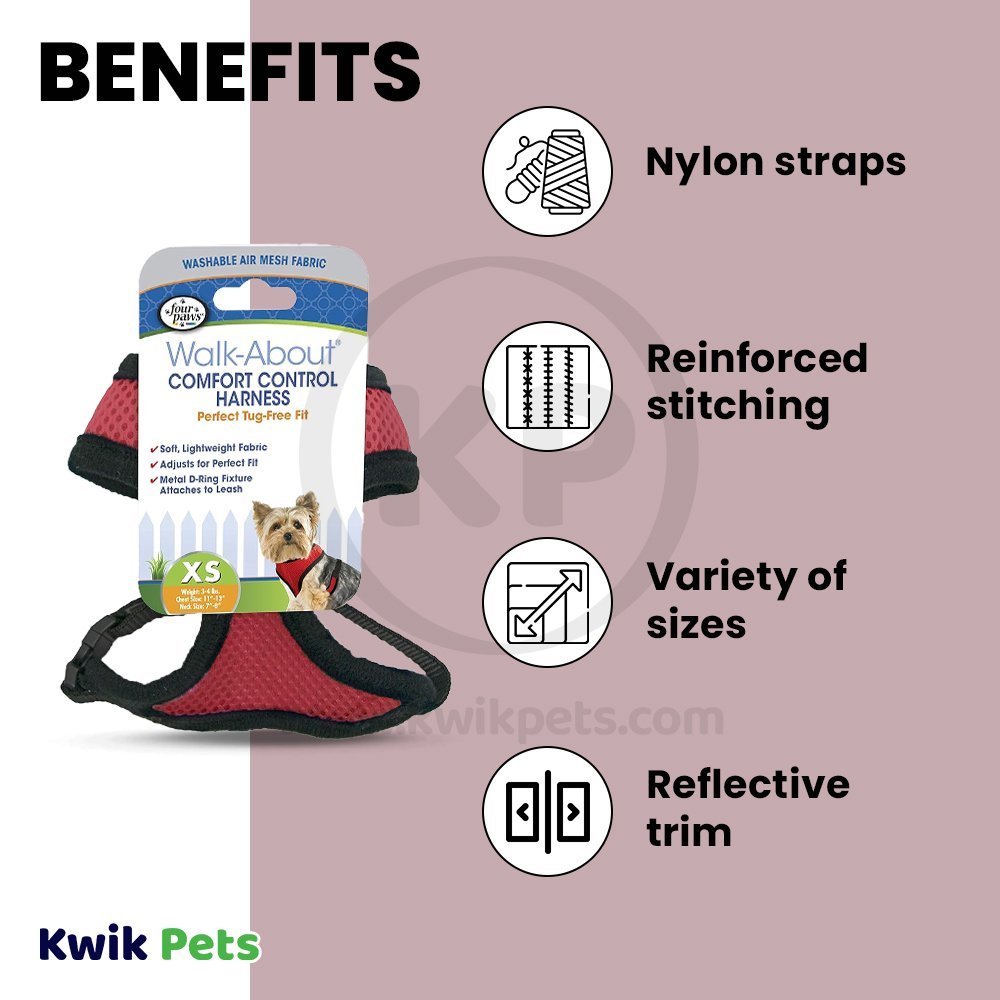 Four Paws Comfort Control Dog Harness Red Extra Small