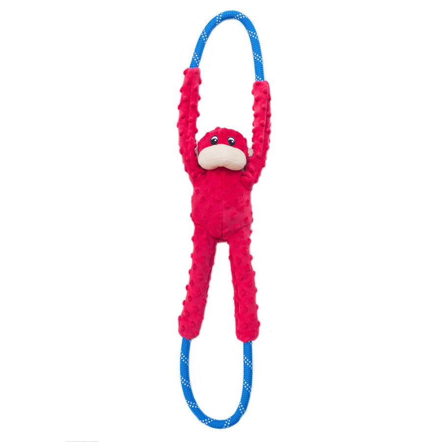 ZippyPaws Monkey RopeTugz Plush & Rope Dog Toy Red Large