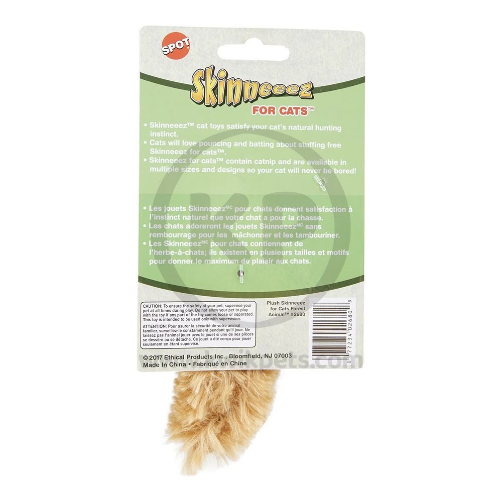 Skinneeez Forest Creatures Cat Toy with Catnip Assorted 4.75-in