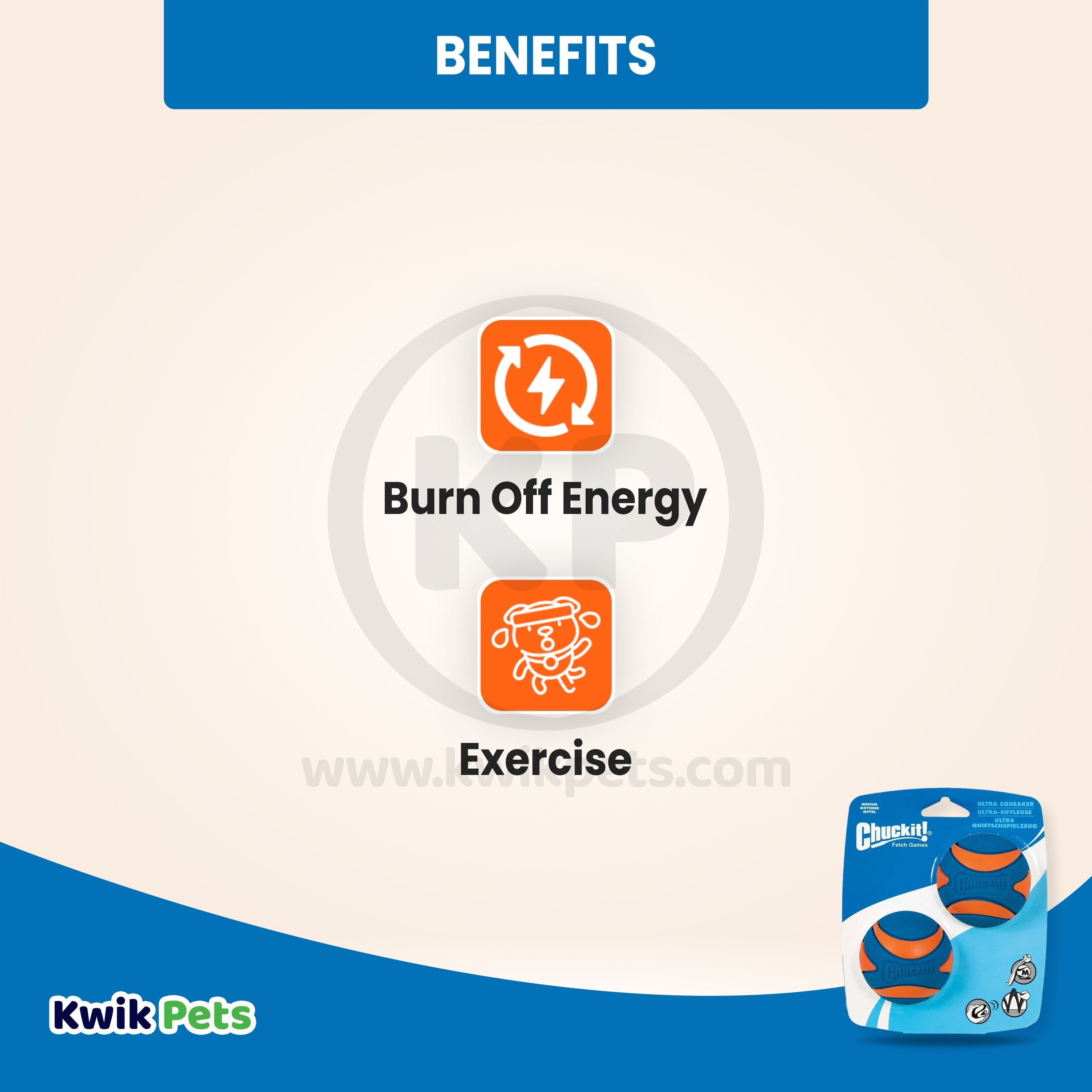 Chuckit! Ultra Squeaker Balls Dog Toy Blue/Orange Medium 2 Count