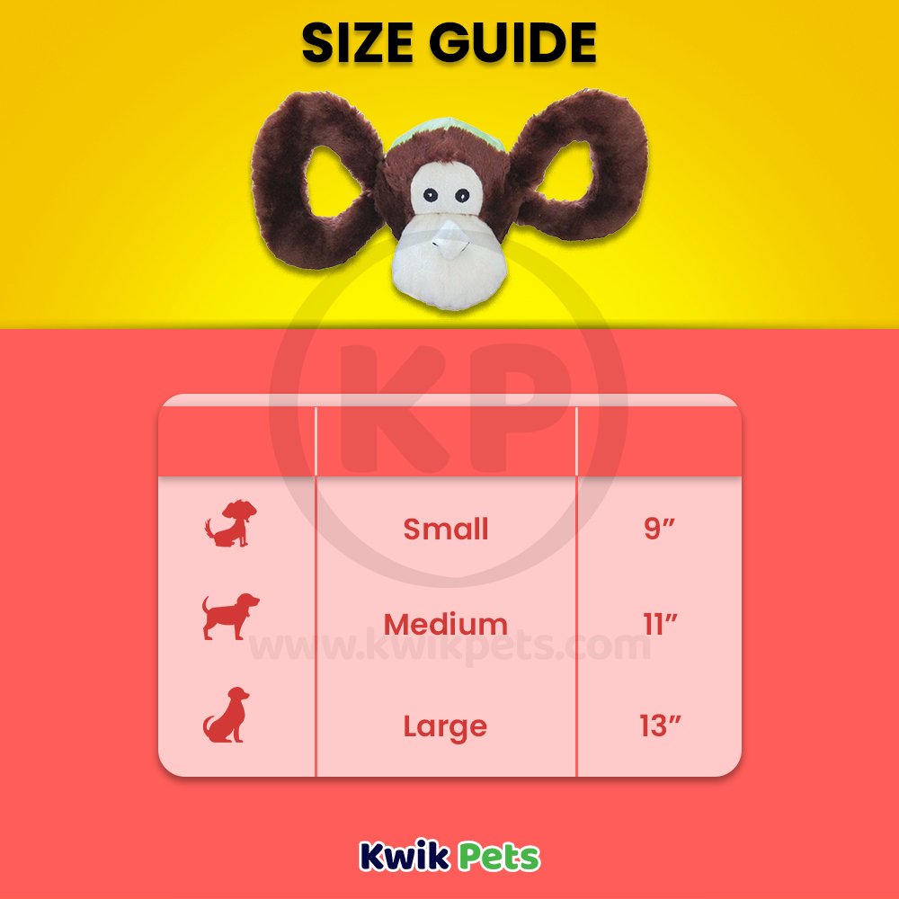 Jolly Pet Tug-a-Mals Monkey Dog Toy Brown Small 3-in