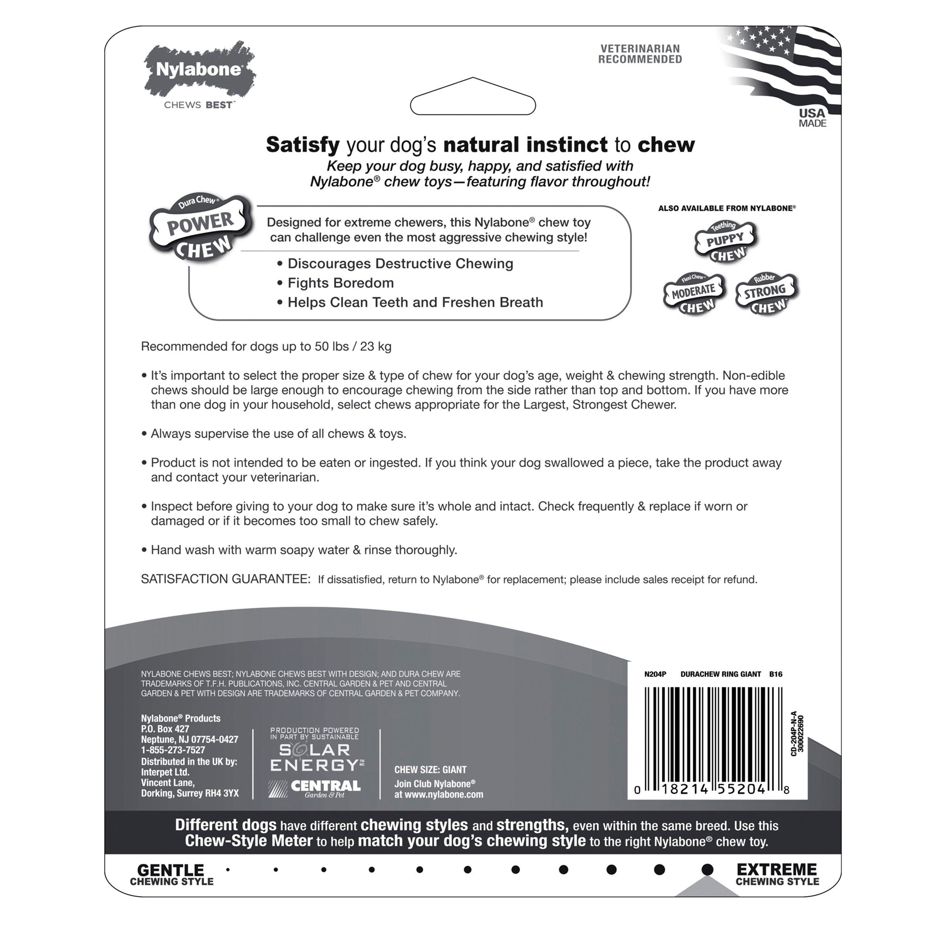 Nylabone Power Chew Ring Dog Toy Original Flavor Large/Giant - Up To 50 lbs