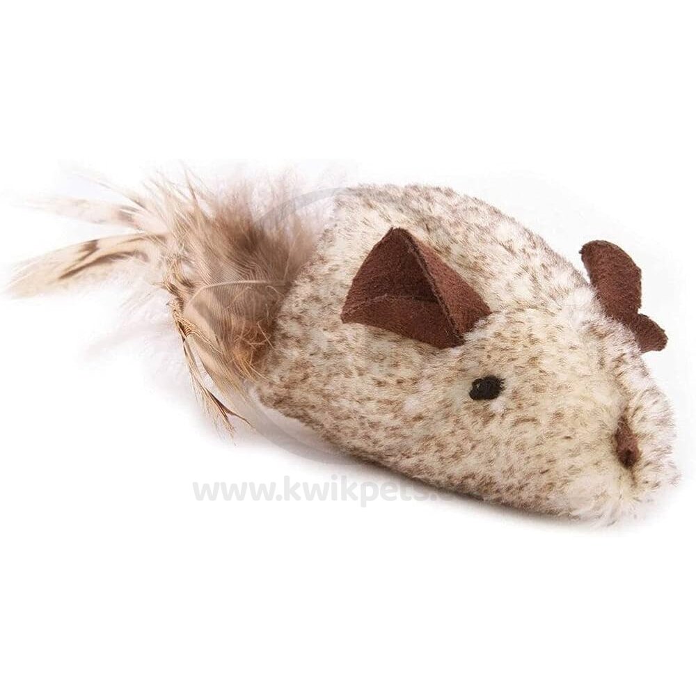 OurPets Play-N-Squeak Real Mouse Shake y'r Tail Feather Cat Toy