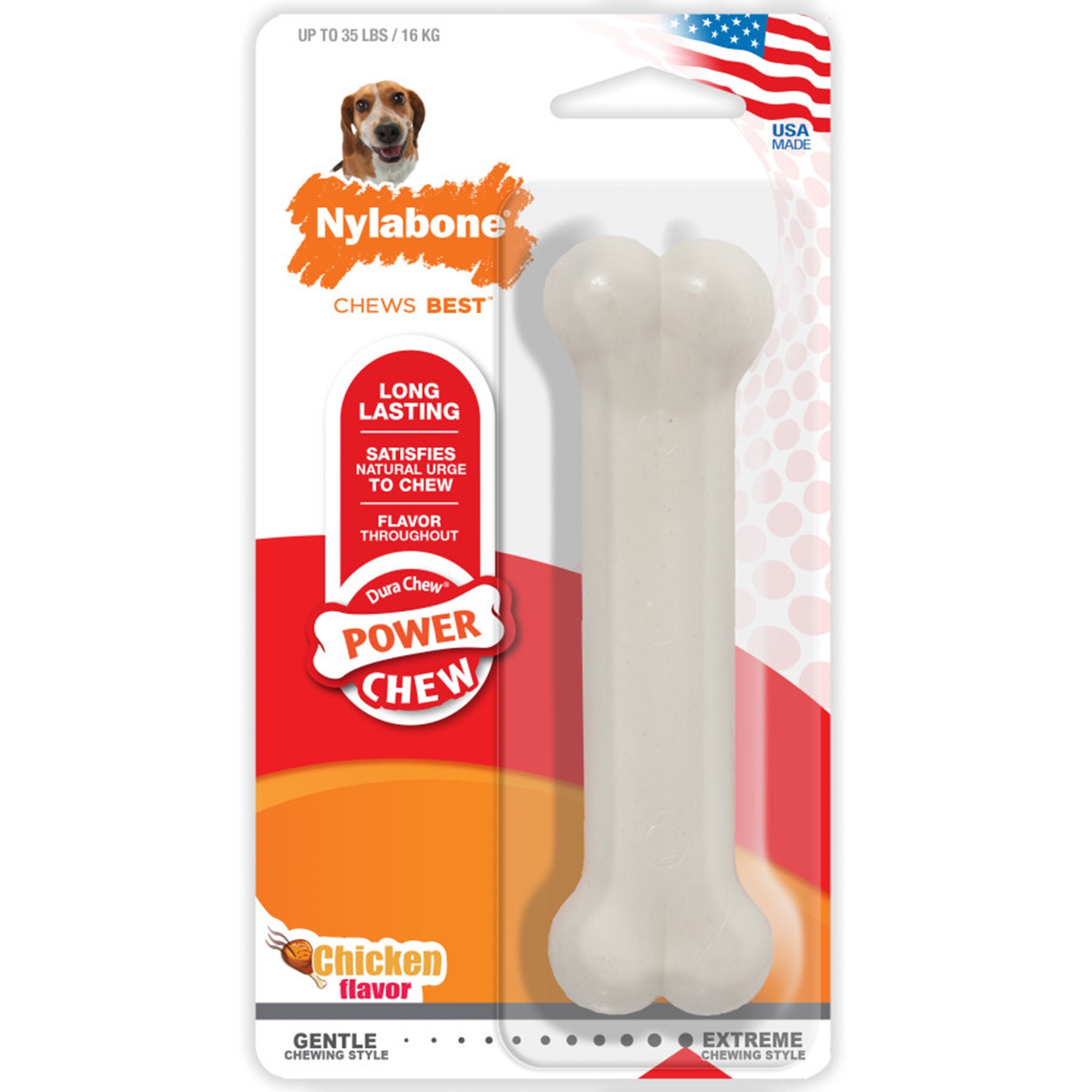 Nylabone Power Chew Dog Toy Chicken Medium/Wolf - Up To 35 lbs