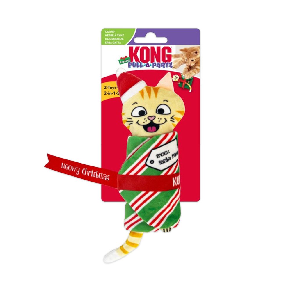KONG Holiday Pull-A-Partz Cat Toy Present Mouse One Size