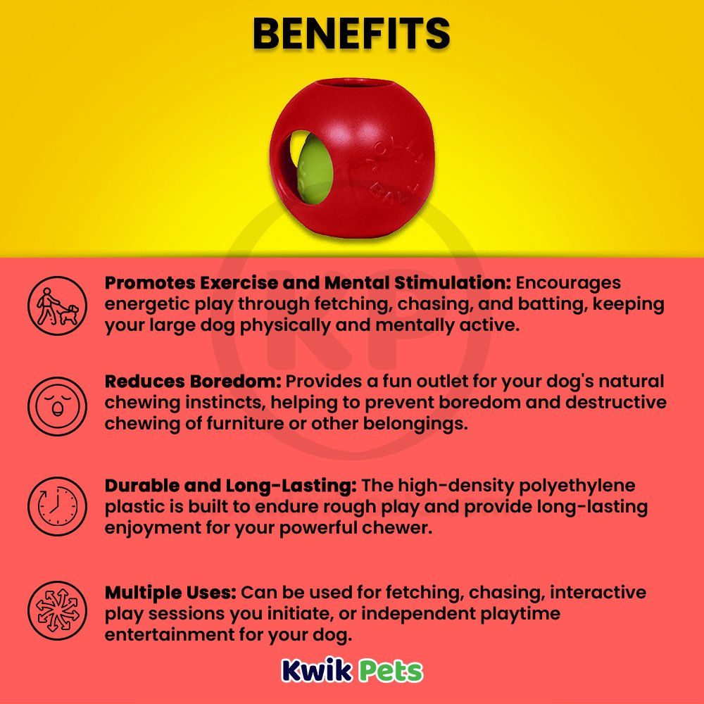 Jolly Pet Teaser Ball Dog Toy Red Large 8-in