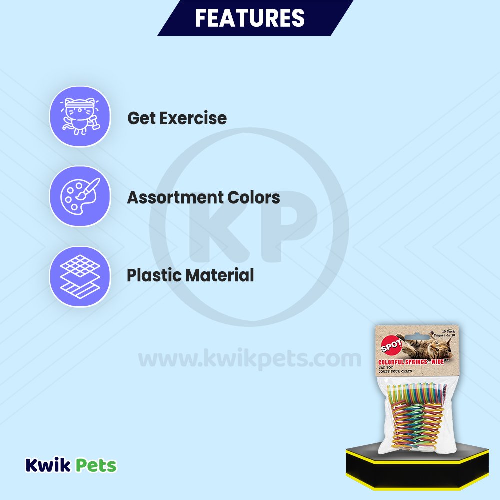 Spot Wide Colorful Springs Cat Toy Assorted 10 Count 2-in
