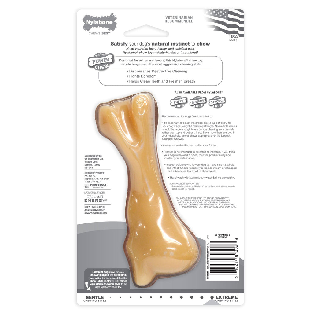 Nylabone Power Chew Big Knuckle Bone Dog Toy Chicken XXL/Monster - 50++ lbs