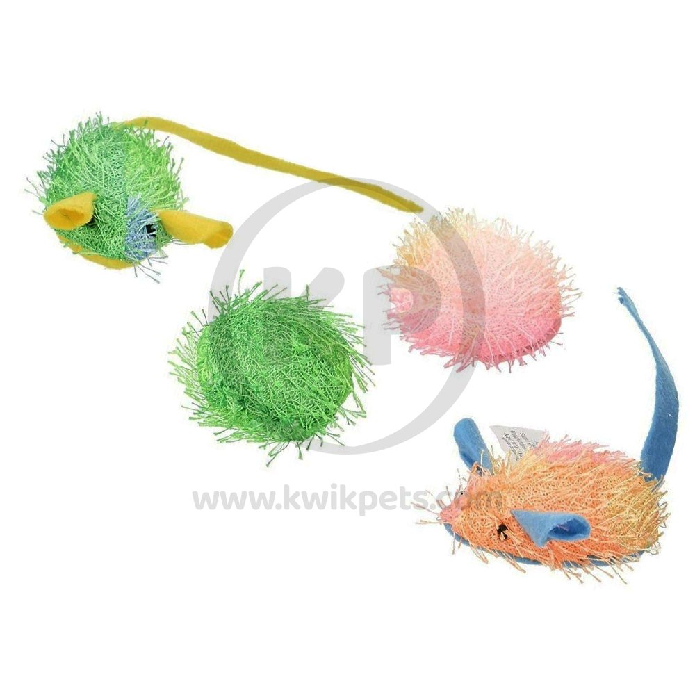 Spot Stringy Mice & Ball Cat Toy with Catnip Assorted 4 Count 2-in