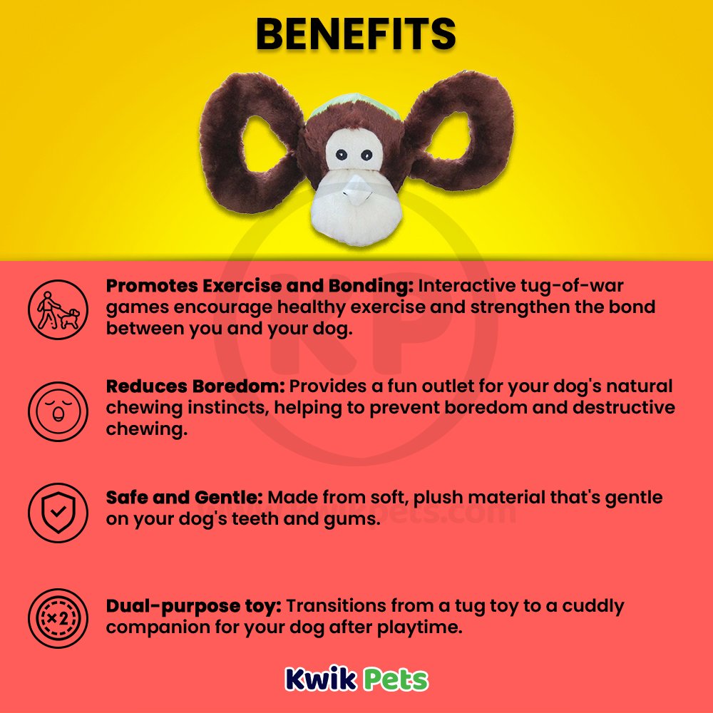 Jolly Pet Tug-a-Mals Monkey Dog Toy Brown Small 3-in