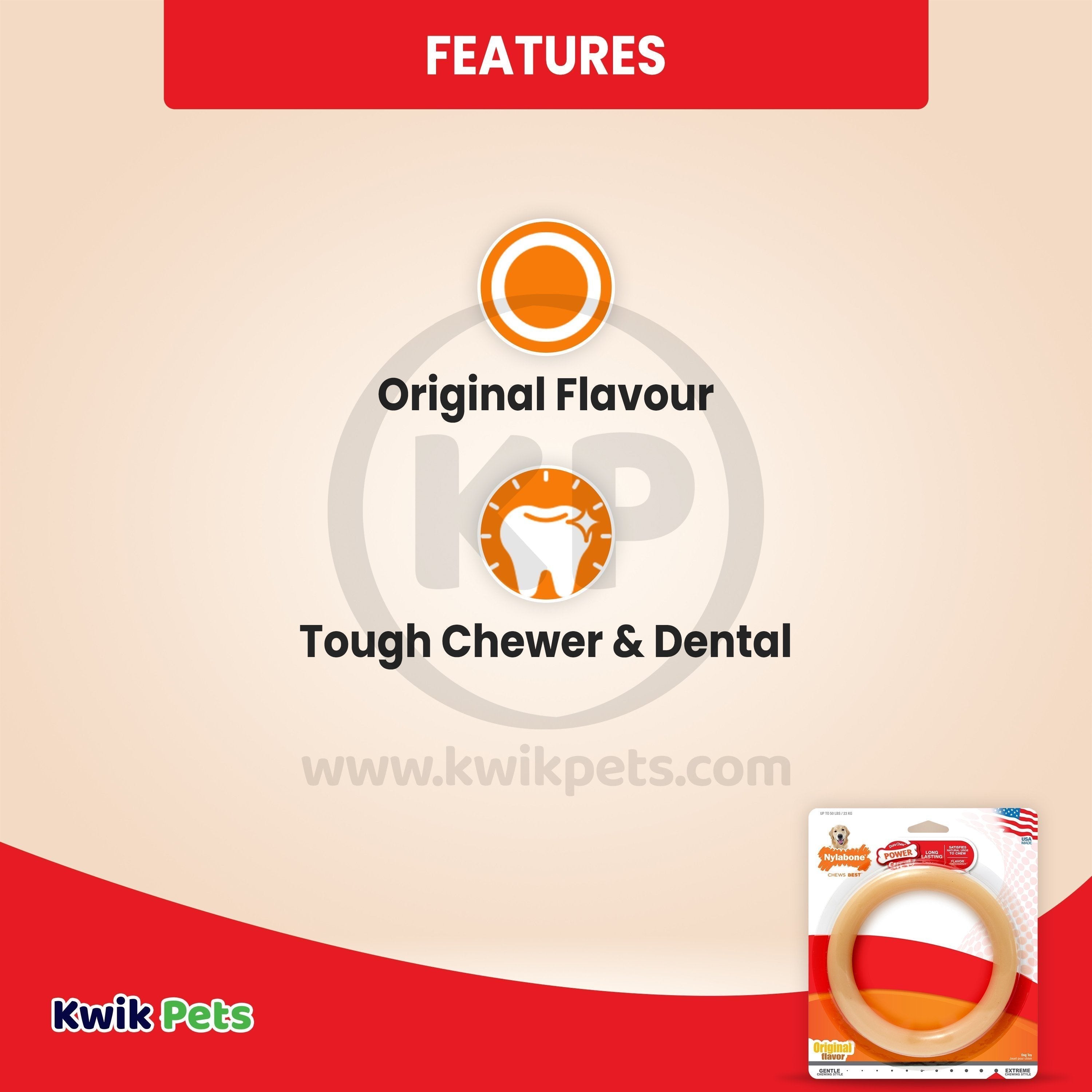 Nylabone Power Chew Ring Dog Toy Original Flavor Large/Giant - Up To 50 lbs