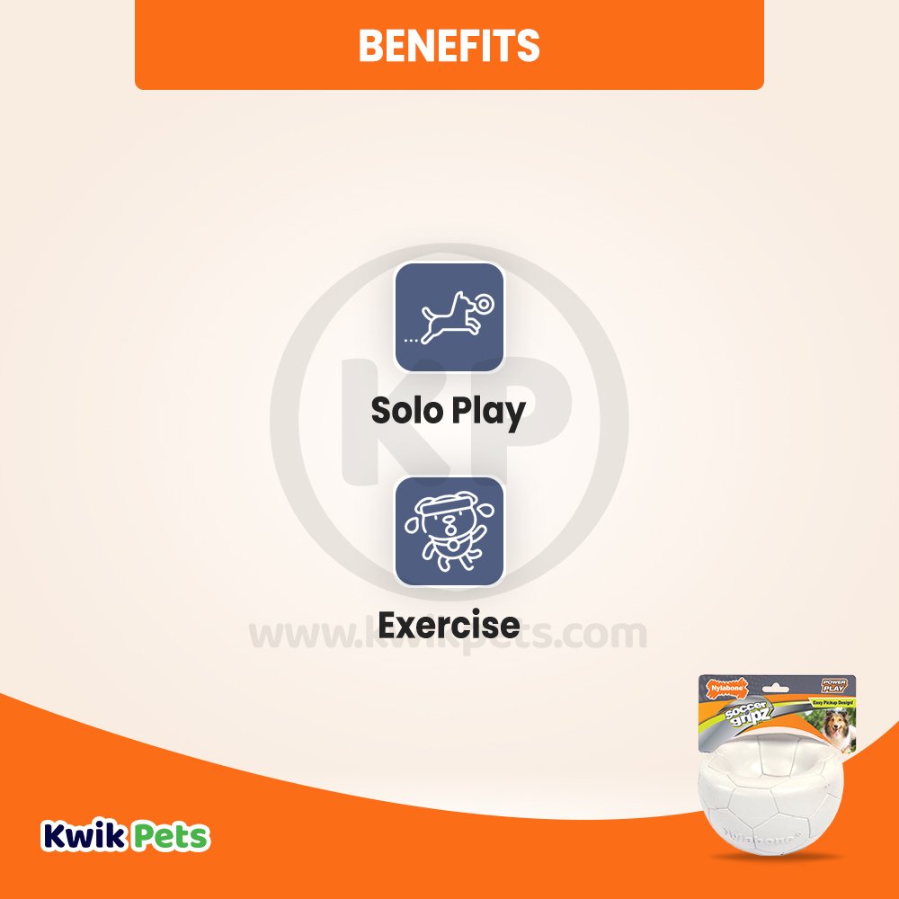 Nylabone Power Play Soccer Gripz Dog Toy Medium/Wolf - Up To 35 lbs