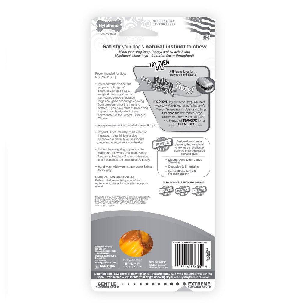 Nylabone Flavor Frenzy Power Chew Durable Dog Toy Philly Cheesesteak XL/Souper - 50+ lbs